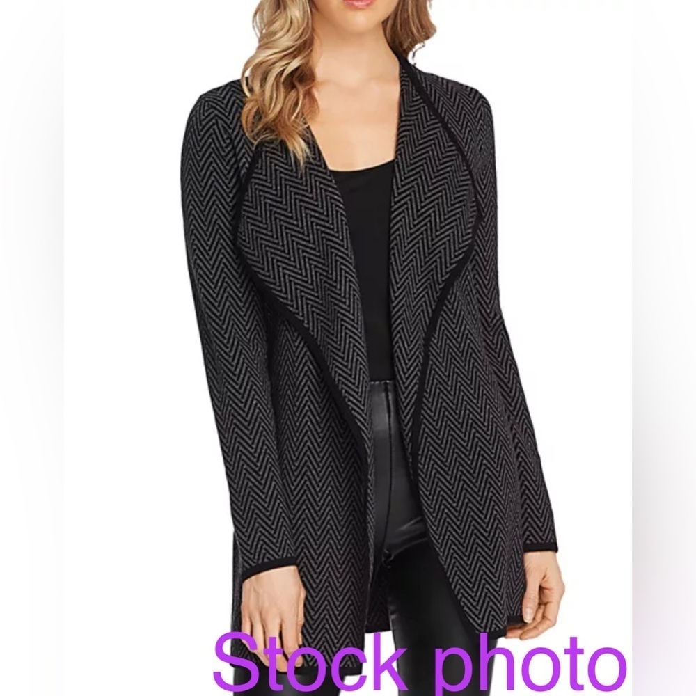 Vince Camuto Open Front Herringbone Cardigan | Medium